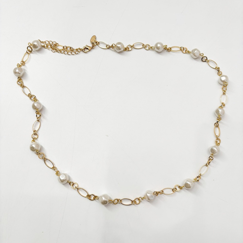 Mary Kay Vintage Gold Tone Faux Pearl Necklace 26" w/ 3" Ext.‎ Bridal Romantic